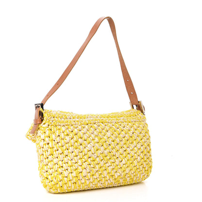 Fendi Woven Straw Baguette Yellow 3 of 9