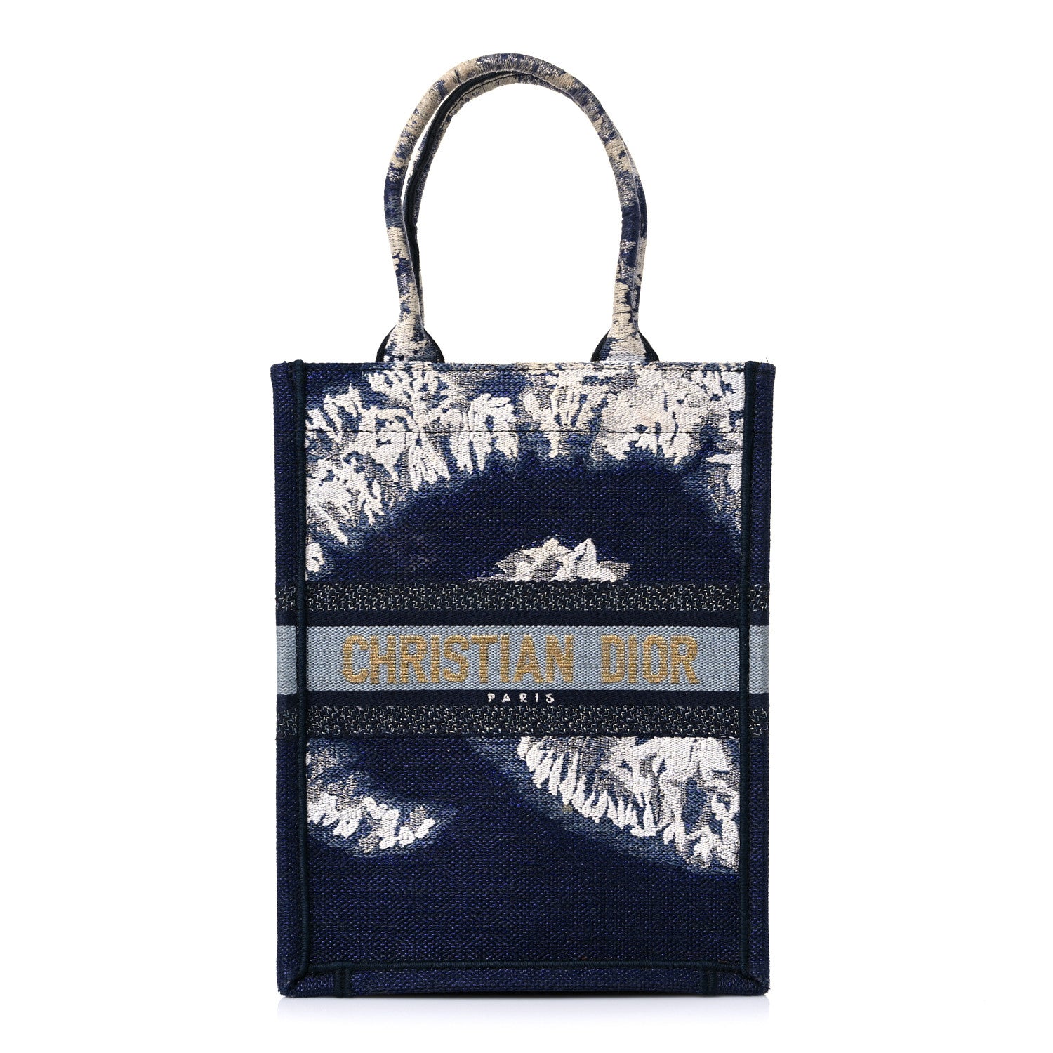 Christian Dior Canvas Embroidered Tie Dye Vertical Book Tote Blue Multicolor 1 of 18