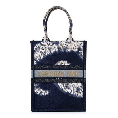 Christian Dior Canvas Embroidered Tie Dye Vertical Book Tote Blue Multicolor 1 of 18