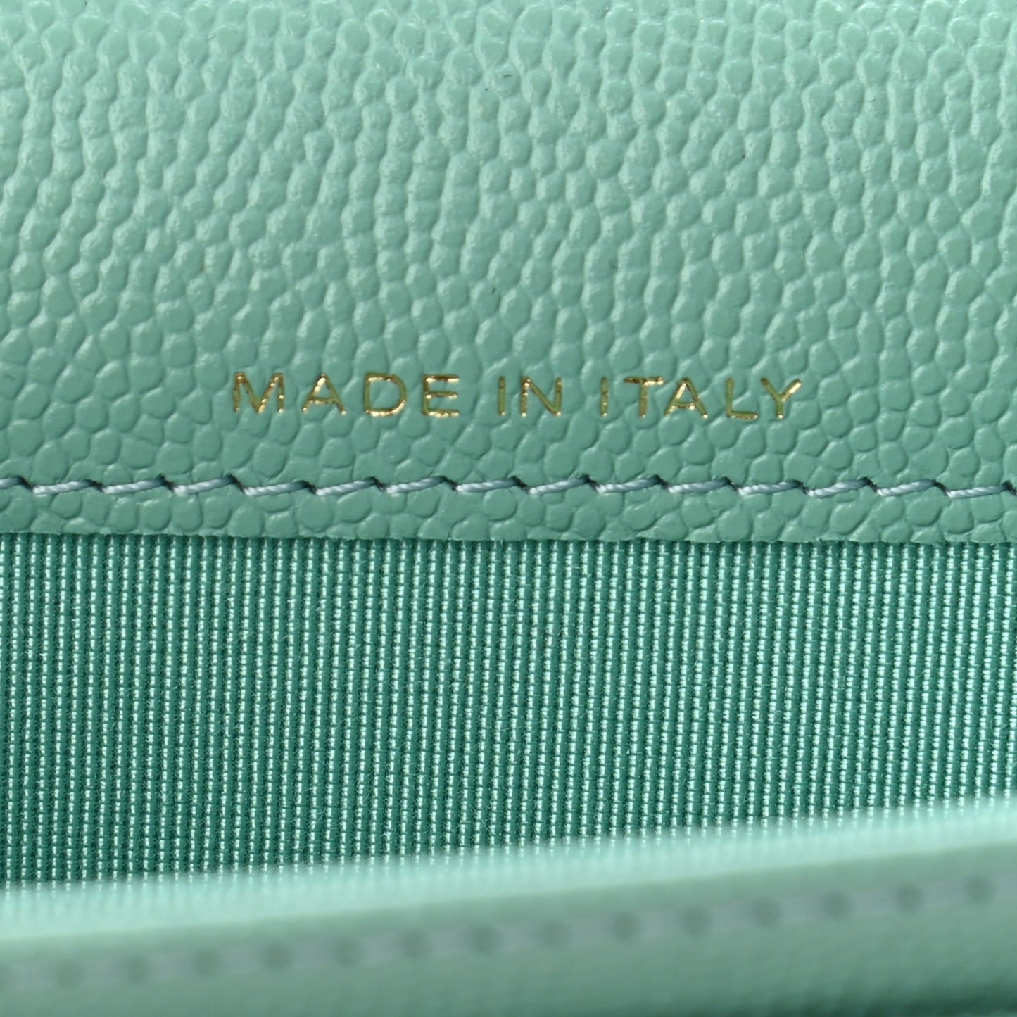 Caviar Quilted Flap Card Holder Wallet Light Green