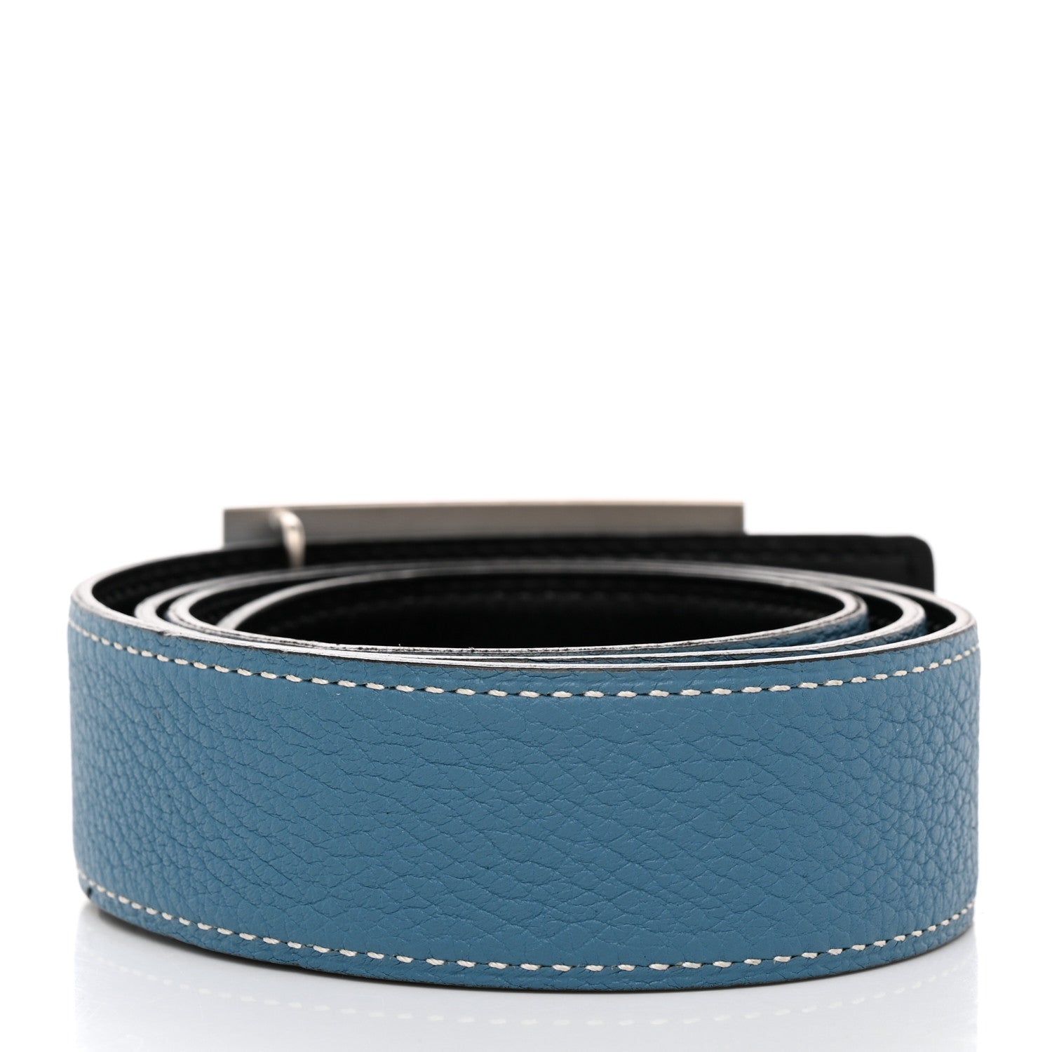 Hermes Box Togo Collier De Chien CDC Belt 95 38 Blue Jean 2 of 8