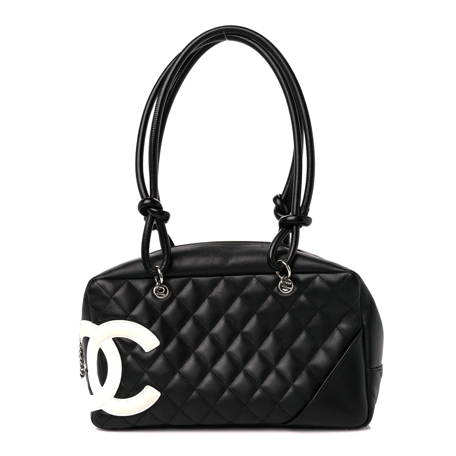 Chanel Calfskin Quilted Large Cambon Bowler Black White 1 of 10