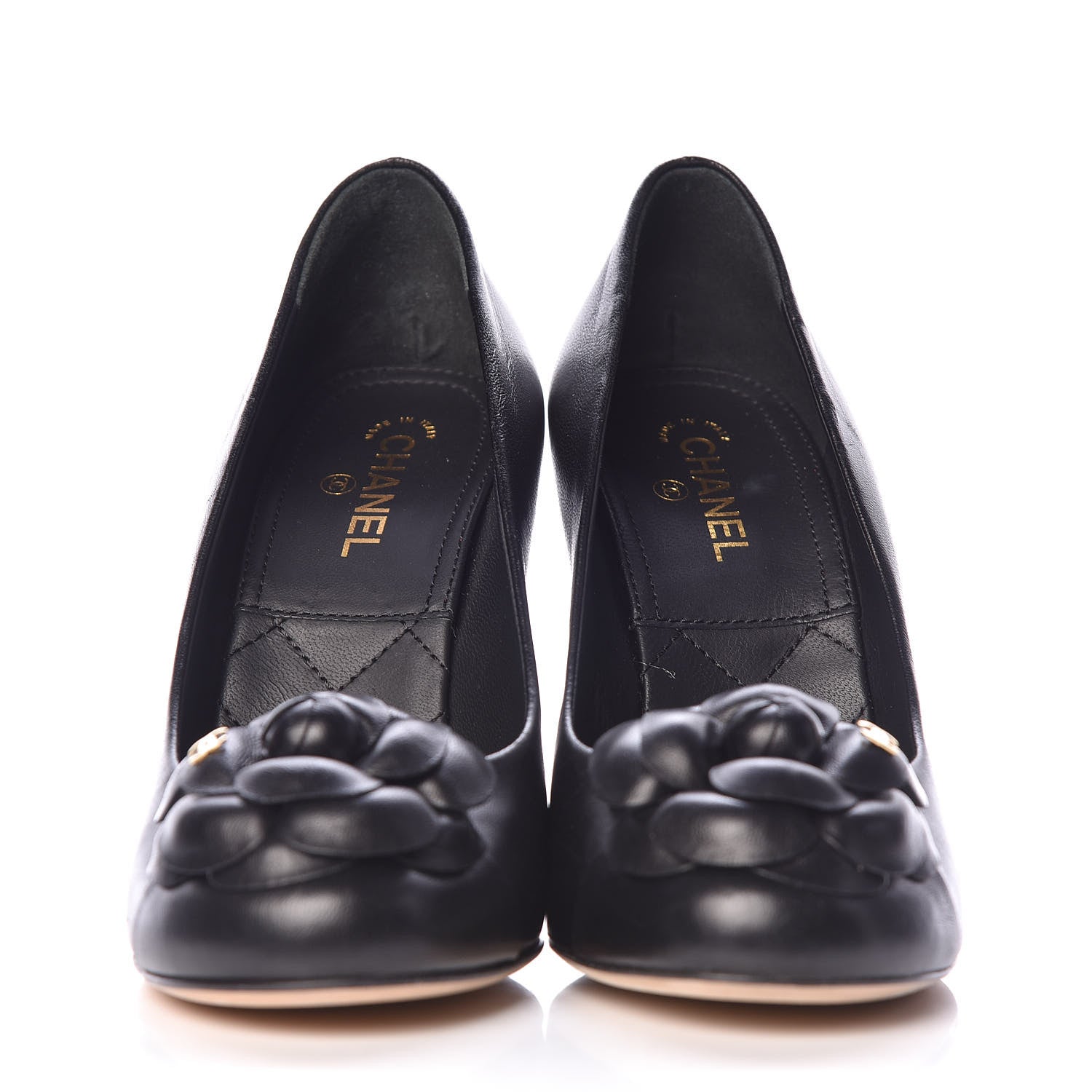 Chanel Lambskin Camellia Pumps 37 Black 2 of 11