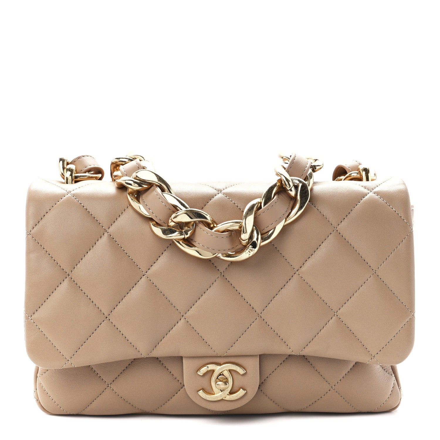 Chanel Lambskin Quilted Large CC Funky Town Flap Beige 1 of 12