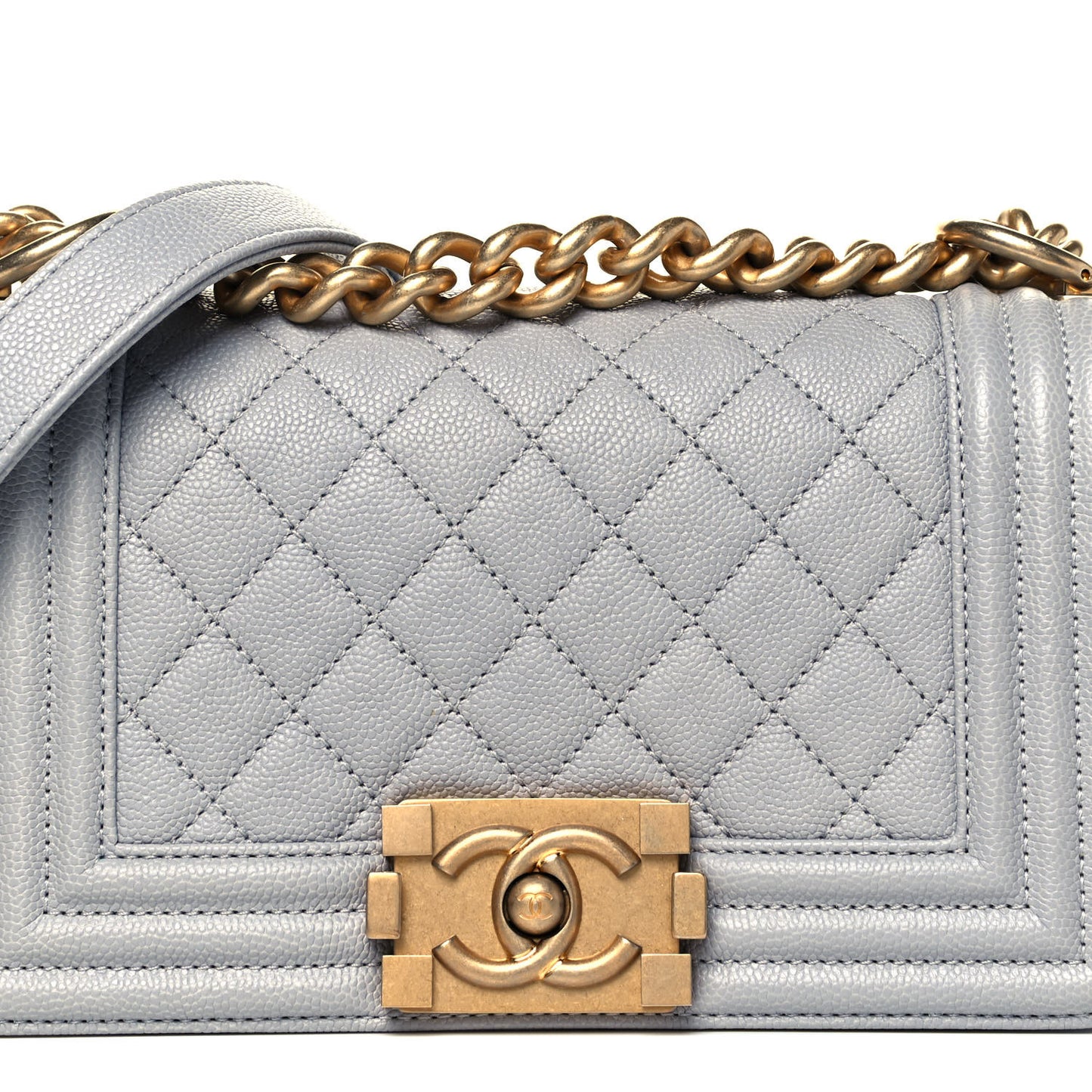 Caviar Quilted Small Boy Flap Grey