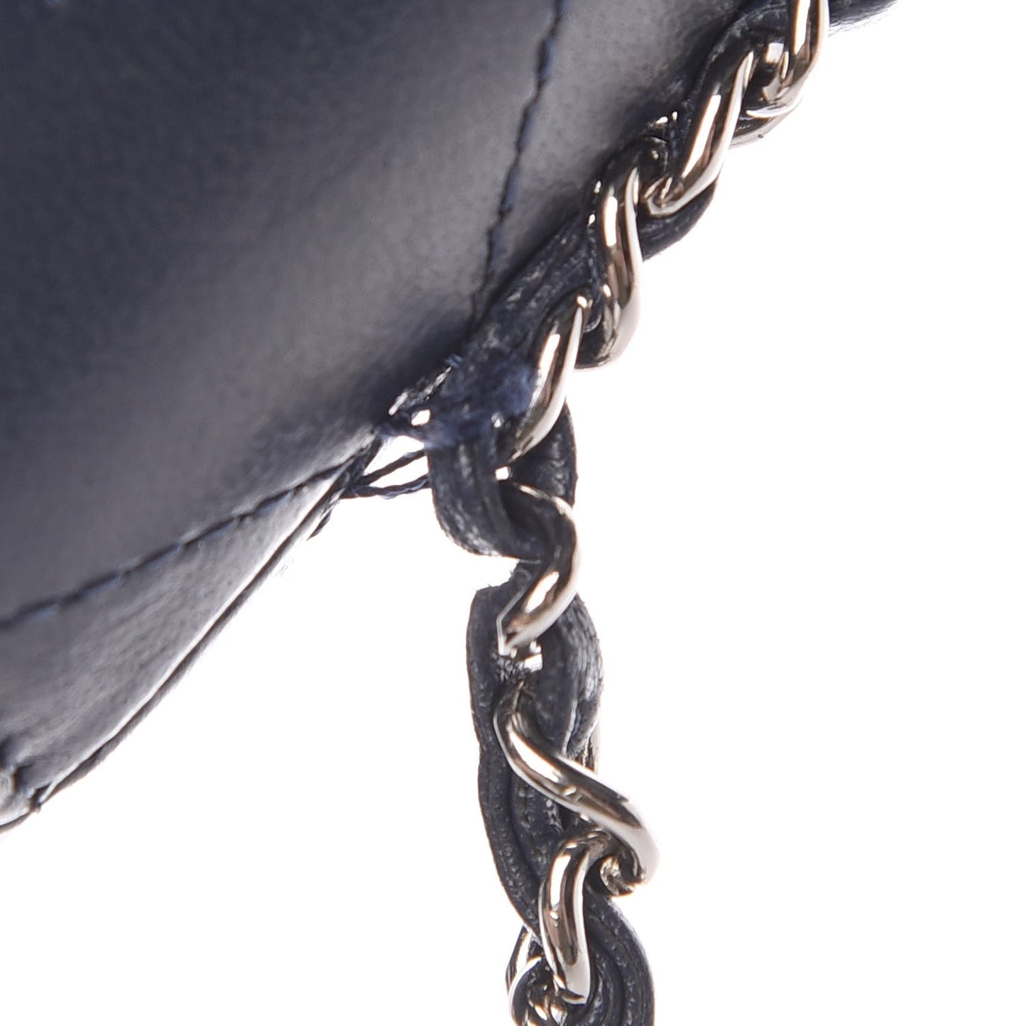 Lambskin Quilted Chain Around Phone Holder Navy