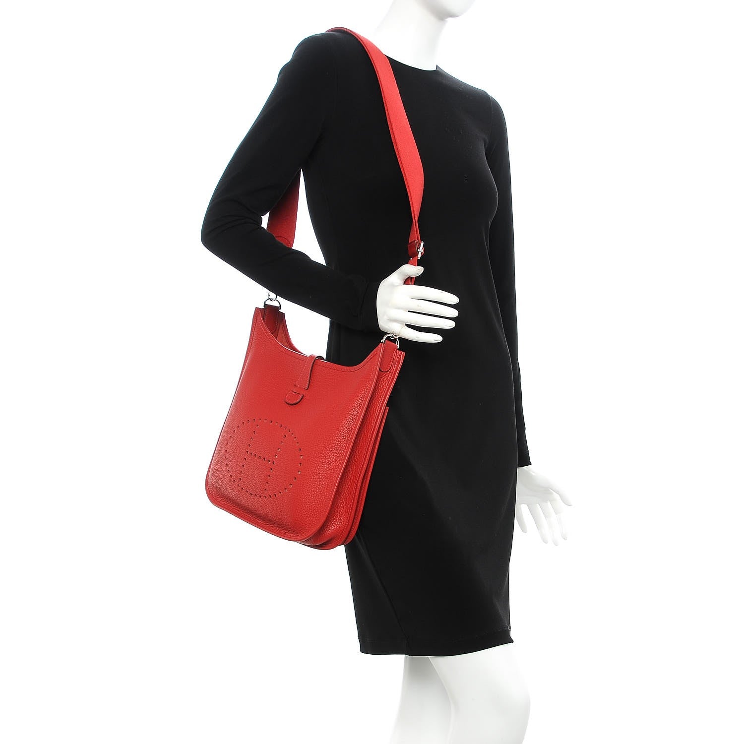 Hermes Taurillon Clemence Evelyne III PM Rouge Casaque 2 of 9
