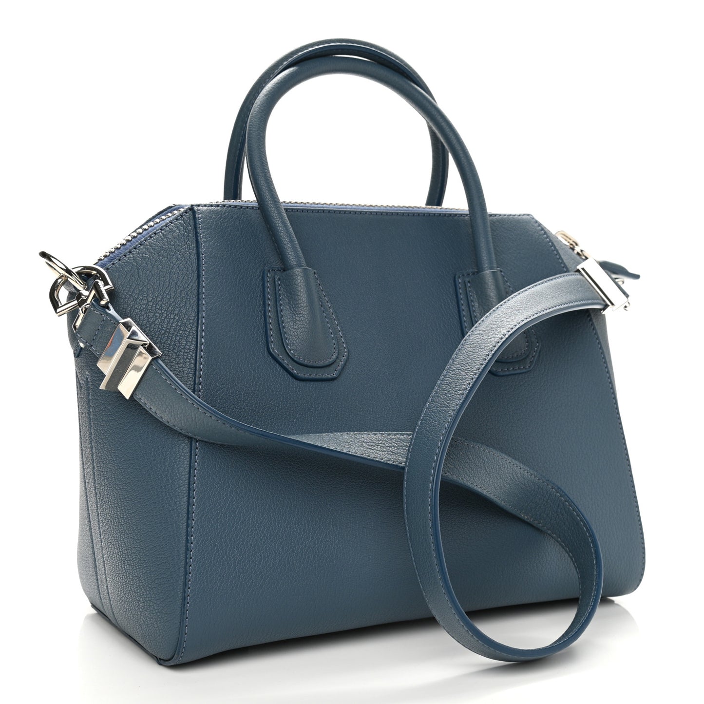 Sugar Goatskin Small Antigona Peacock Blue