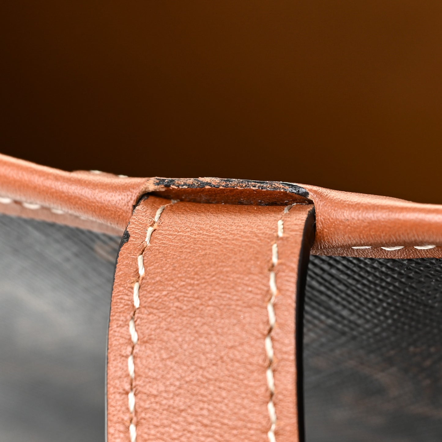 Triomphe Canvas Calfskin Medium Cabas Bag Tan