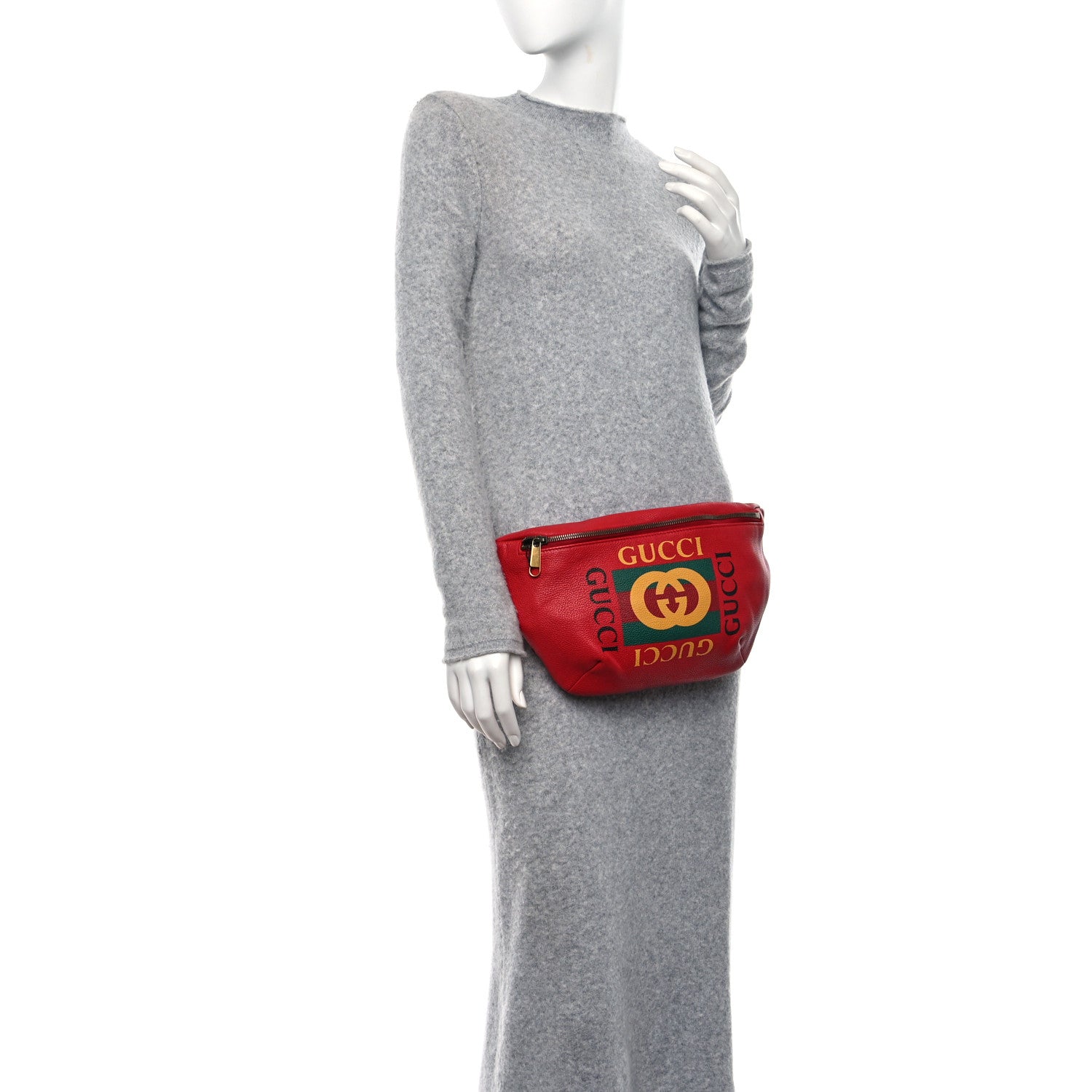 Gucci Grained Calfskin Logo Belt Bag Hibiscus Red 2 of 9