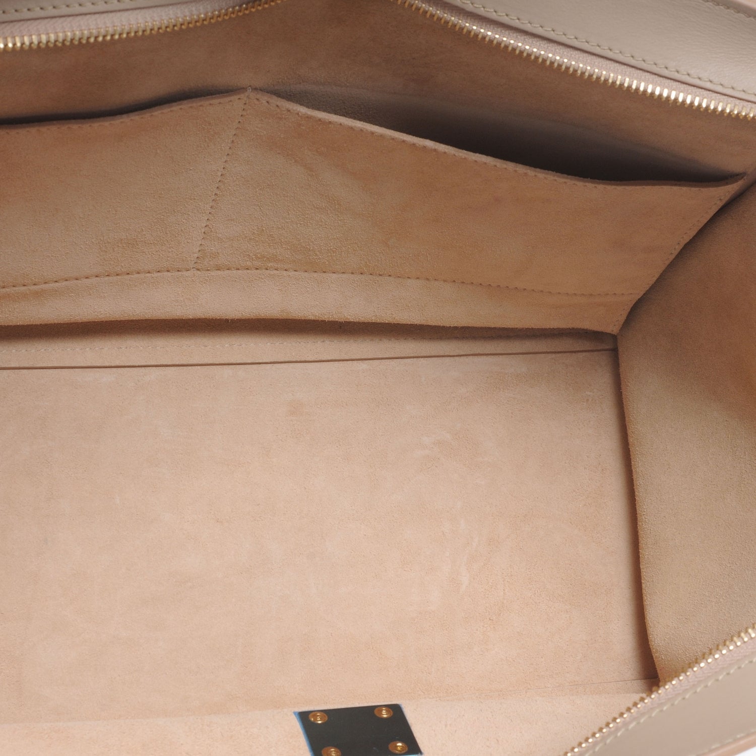 Celine Calfskin and Suede Small Bi-Color Trapeze Beige Black 6 of 7