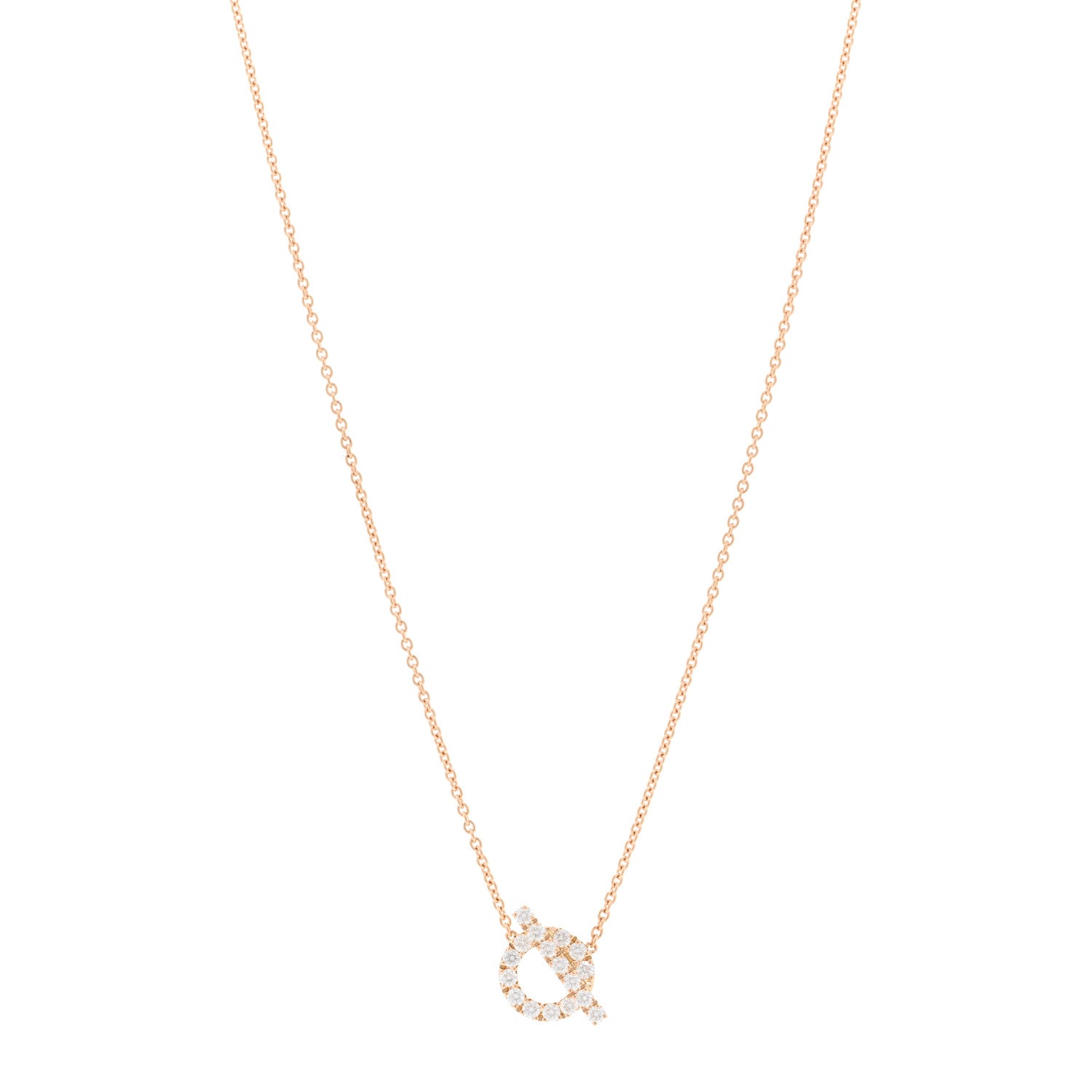 Hermes 18K Rose Gold Diamond Finesse Pendant Necklace 1 of 6