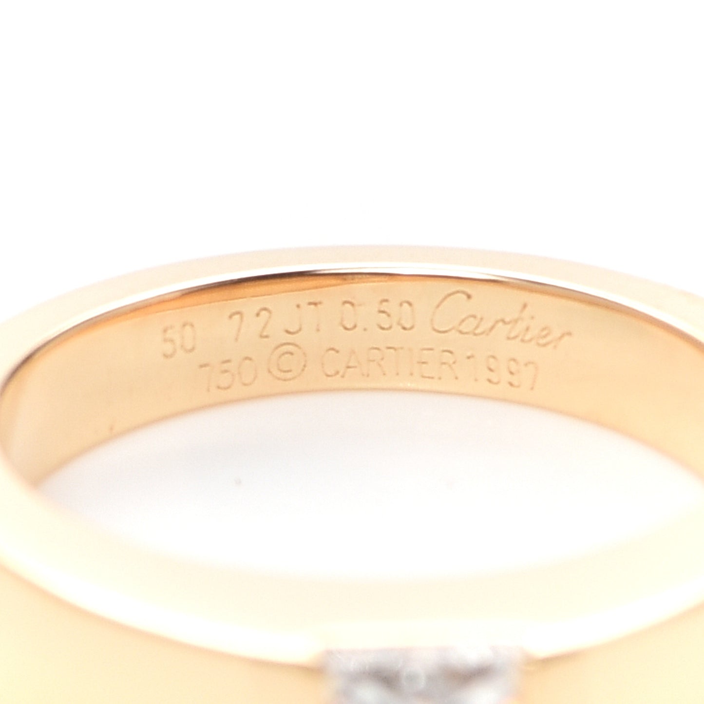 18K Yellow Gold Diamond .50ct Tank Solitaire Ring 50 5.25