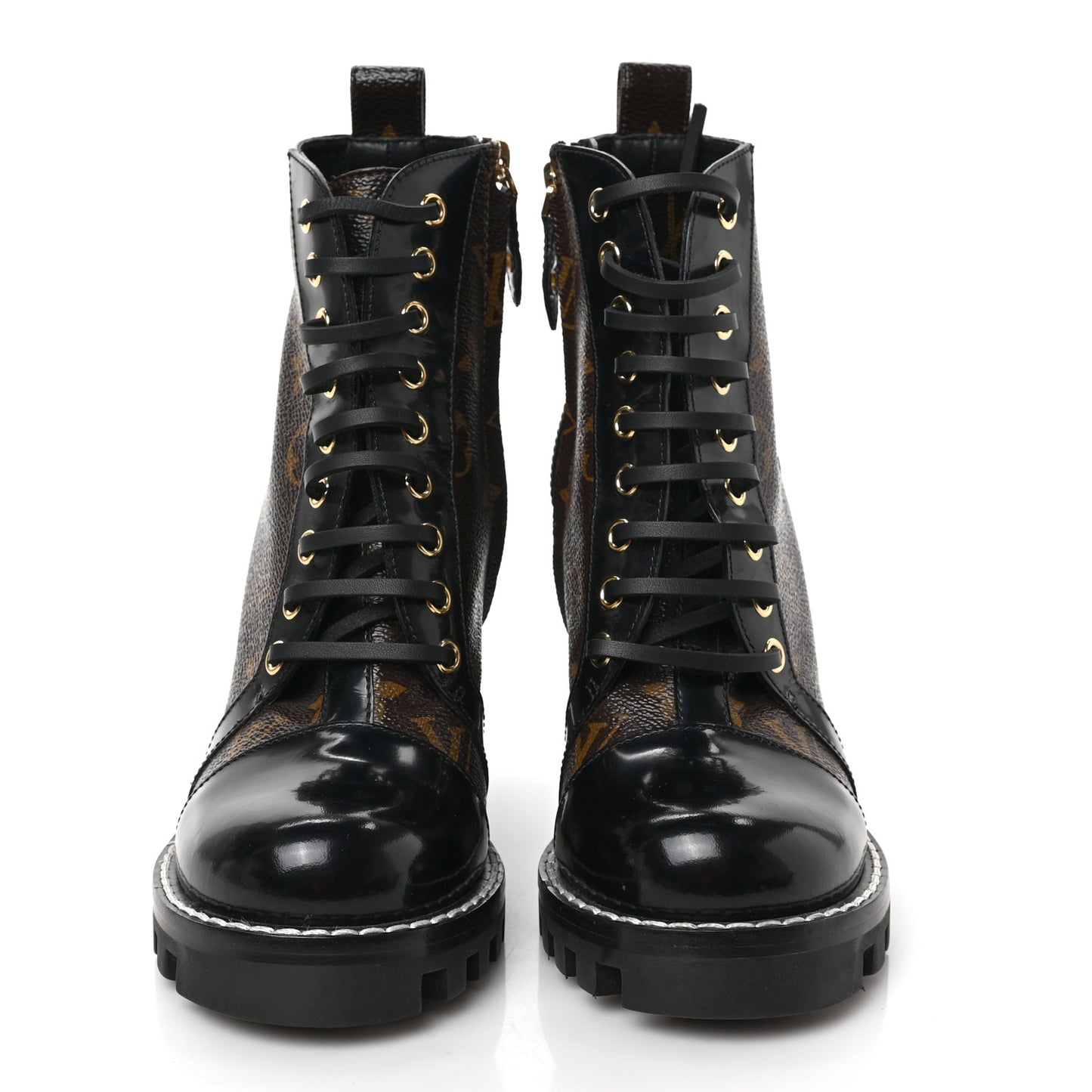 Patent Calfskin Monogram Star Trail Ankle Boots 36 Black