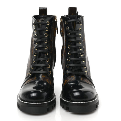 Louis Vuitton Patent Calfskin Monogram Star Trail Ankle Boots 36 Black 2 of 8