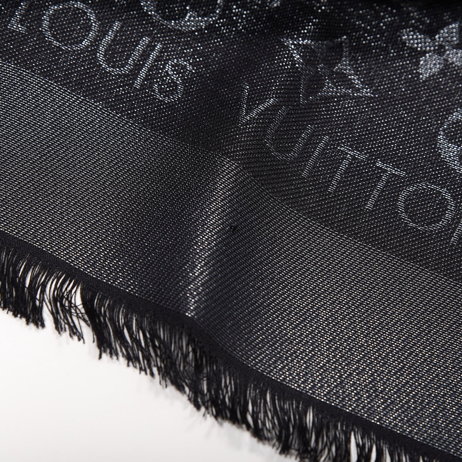 Louis Vuitton Silk Lurex Wool Monogram Shine Shawl Black 3 of 6