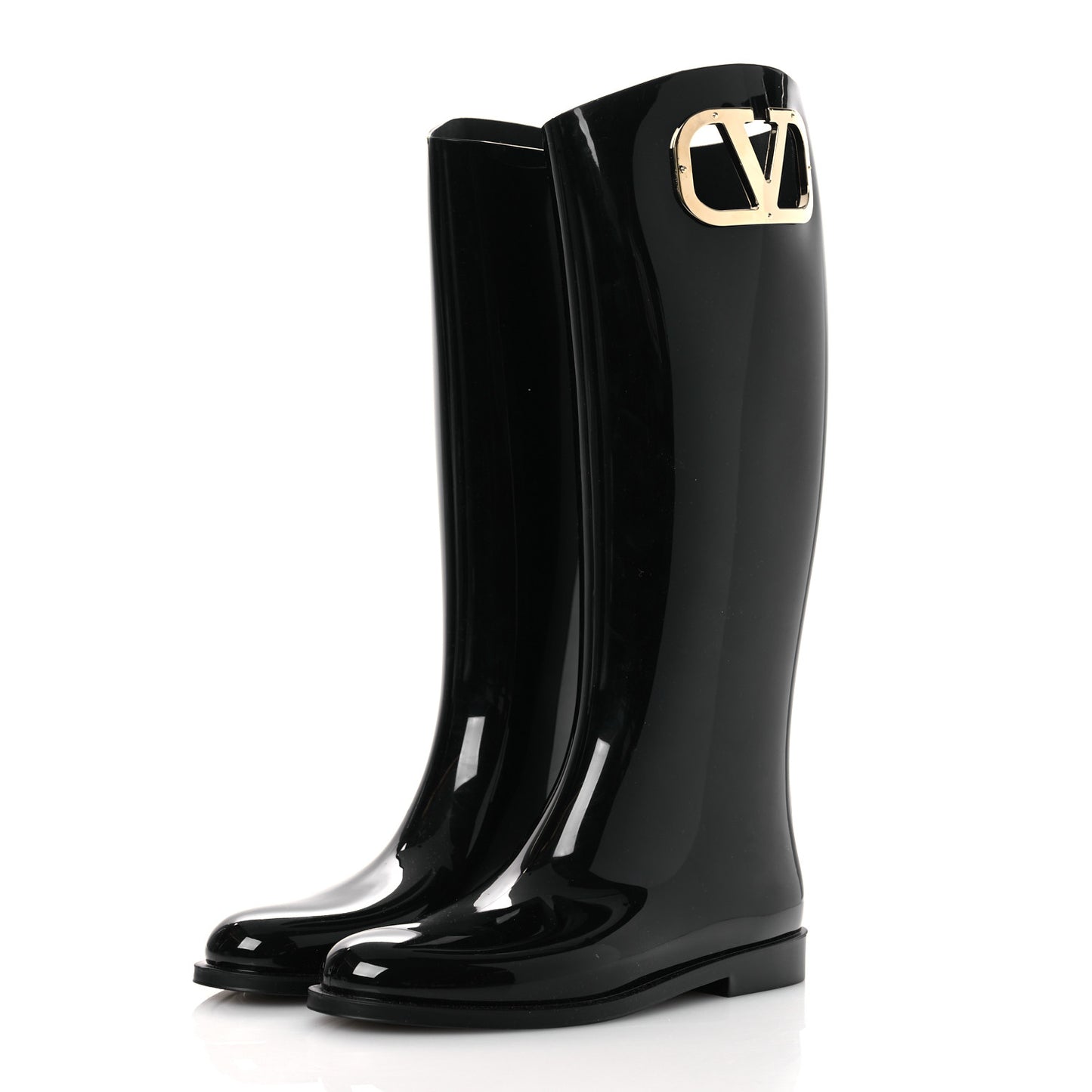 Rubber Vlogo Knee High Rain Boots 39 Black