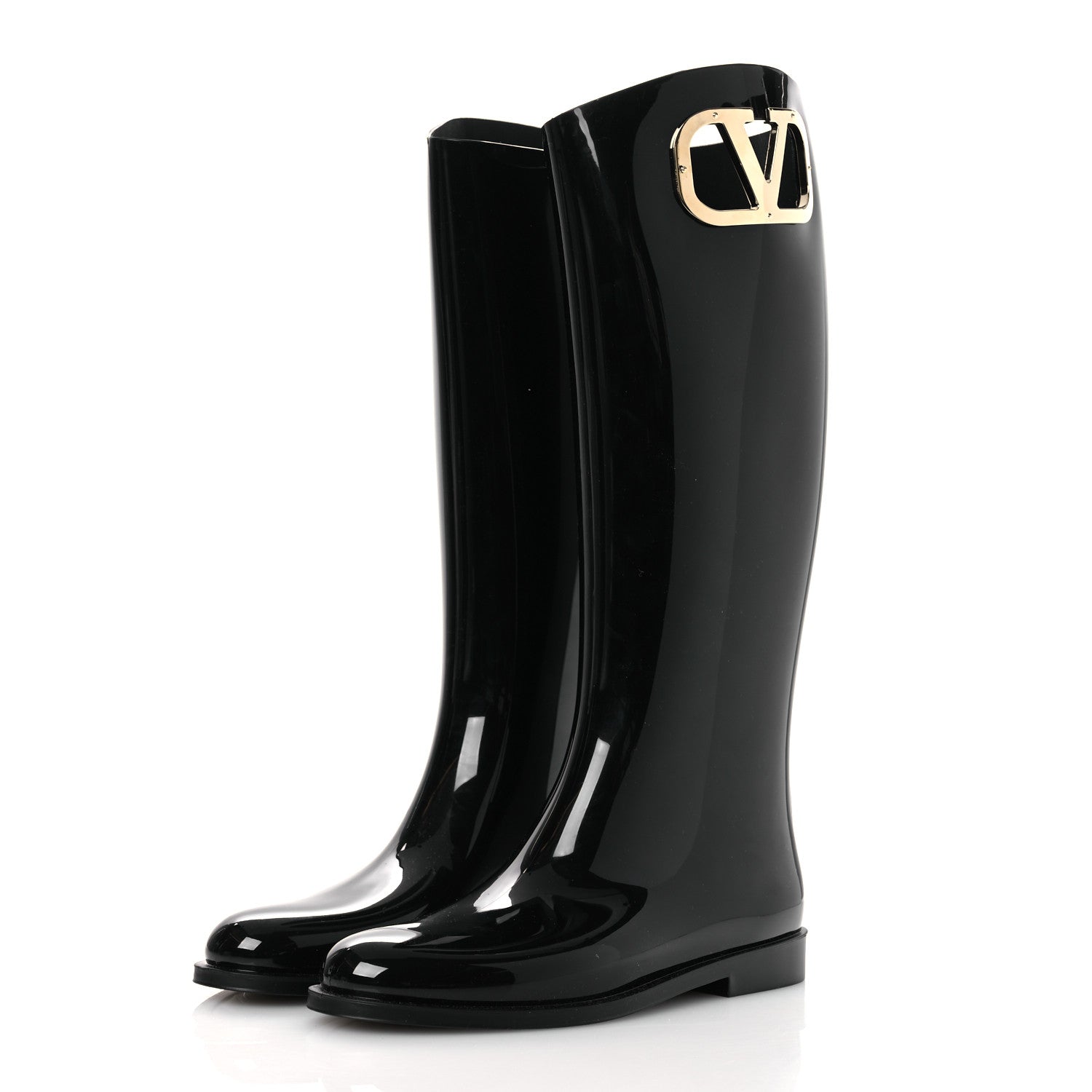 Valentino Garavani Rubber Vlogo Knee High Rain Boots 39 Black 4 of 11