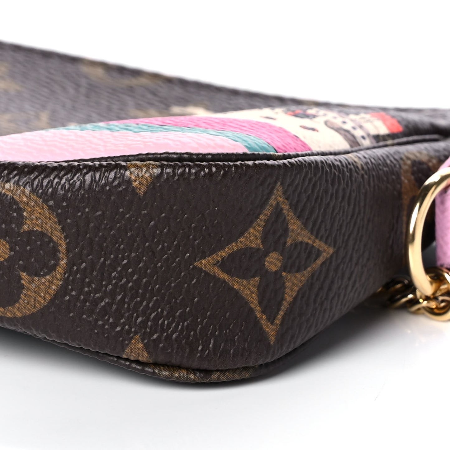 Monogram 2016 Christmas Animation Mini Pochette Accessories Rose Ballerine
