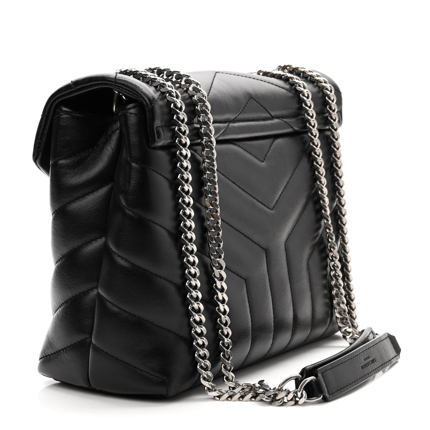 Saint Laurent Calfskin Y Quilted Monogram Small Loulou Chain Satchel Black 3 of 8