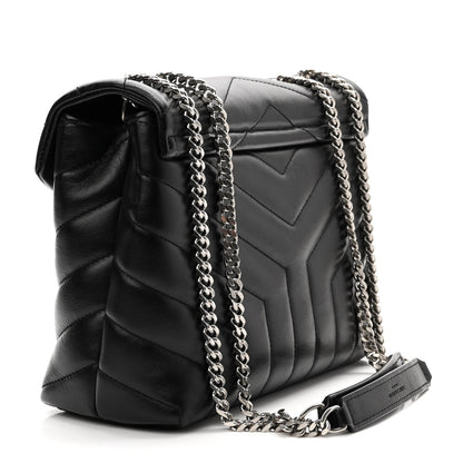Saint Laurent Calfskin Y Quilted Monogram Small Loulou Chain Satchel Black 3 of 8