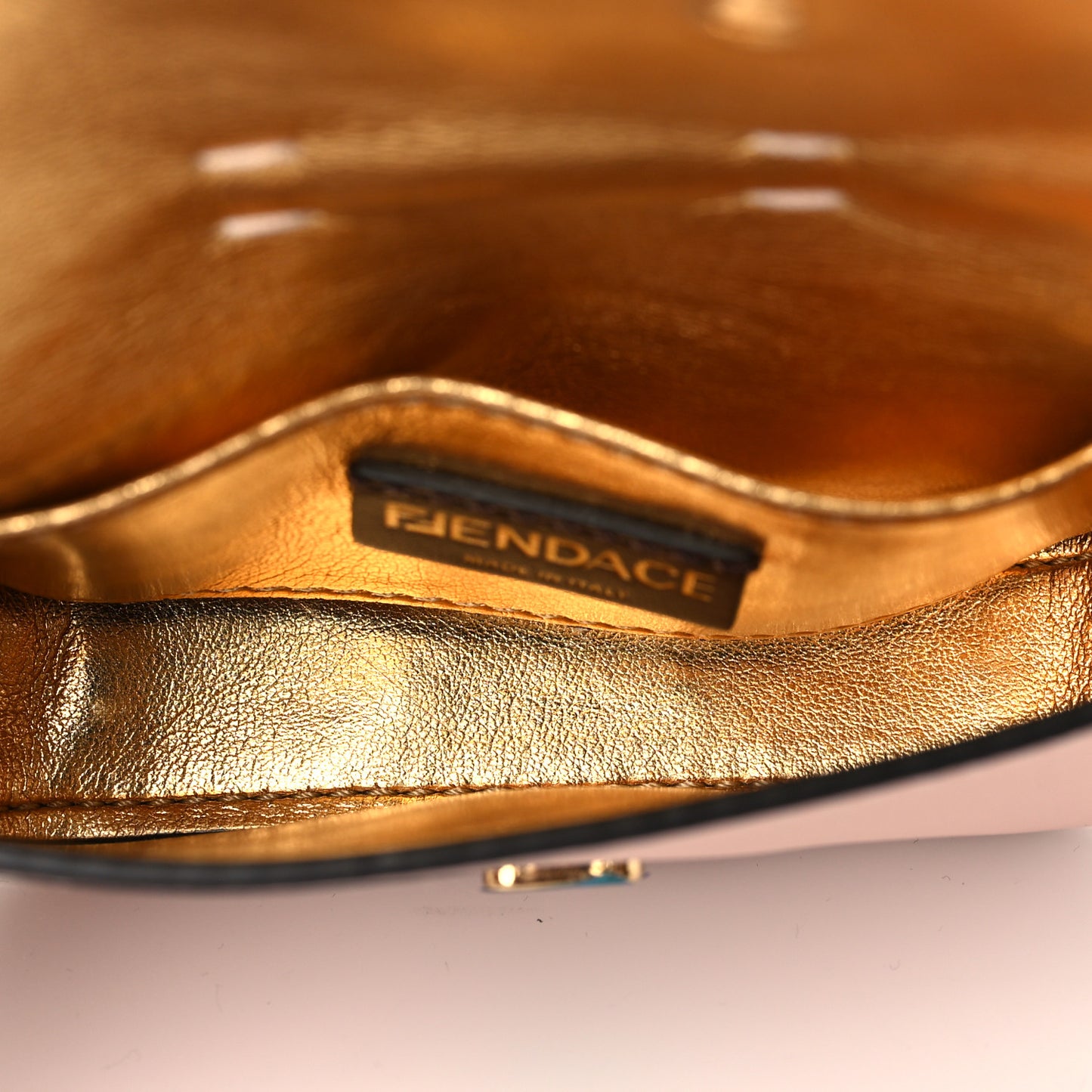 X VERSACE Vitello Seta Fendace Studded Nano Brooch Baguette Rosa Confetto