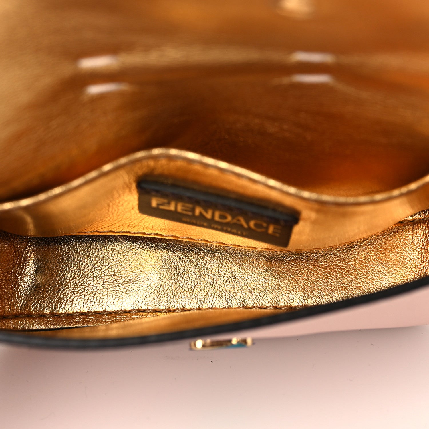 Fendi X VERSACE Vitello Seta Fendace Studded Nano Brooch Baguette Rosa Confetto 4 of 5