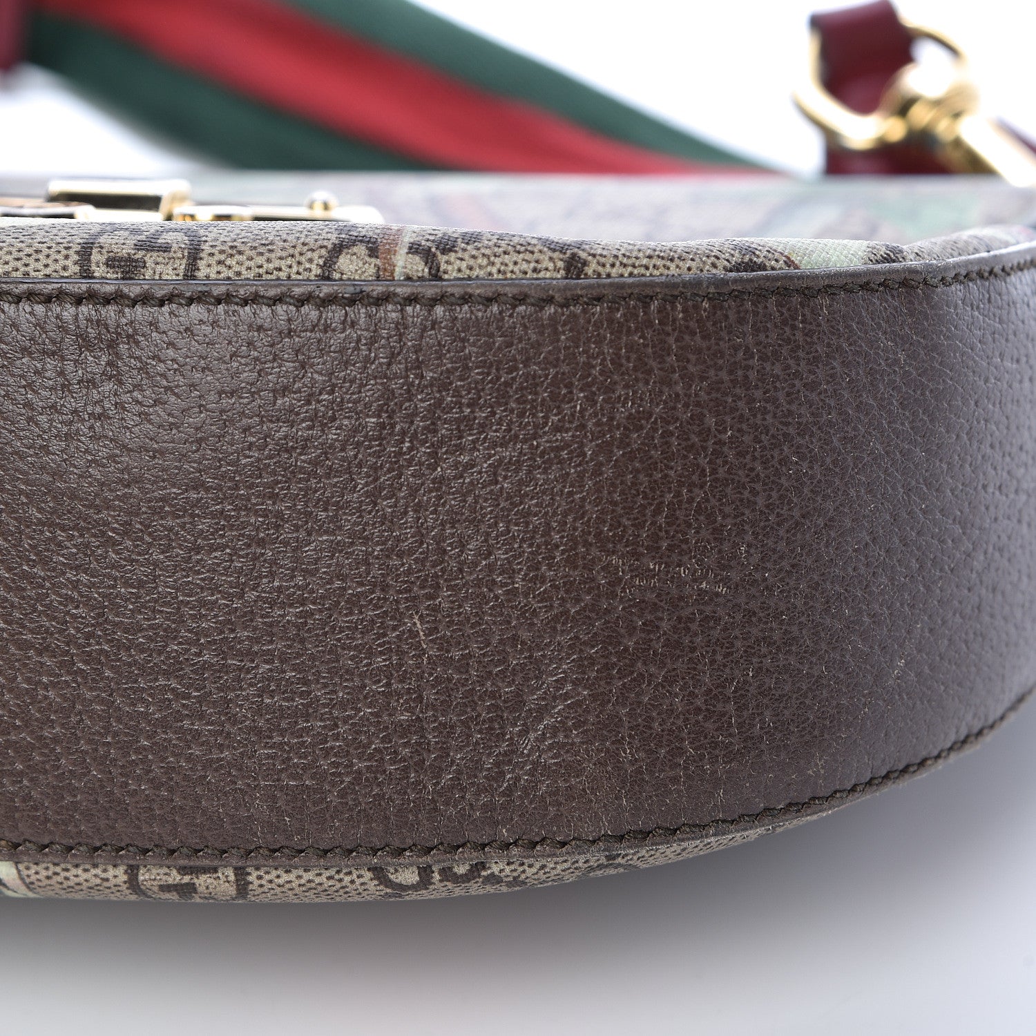 Gucci GG Supreme Monogram Tian Web Medium Padlock Messenger Shoulder Bag Beige Multicolor New Acero 18 of 24