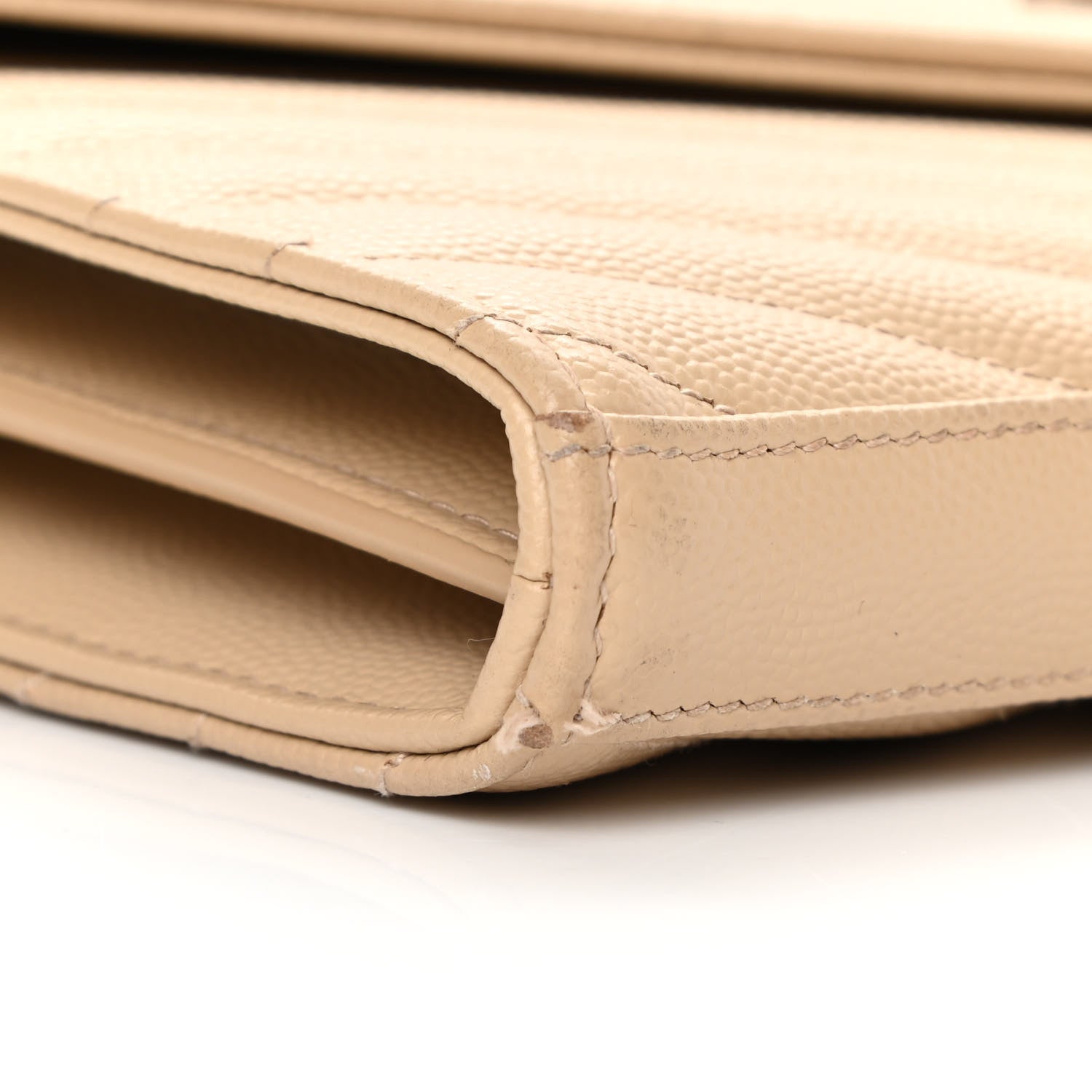 Saint Laurent Grain De Poudre Matelasse Chevron Monogram Chain Wallet Nude Powder 9 of 16