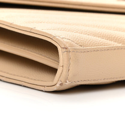 Saint Laurent Grain De Poudre Matelasse Chevron Monogram Chain Wallet Nude Powder 9 of 16