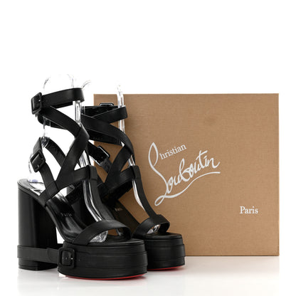 Christian Louboutin Calfskin Yazefatt Buckle Strap Platform Sandals 39.5 Black 8 of 8