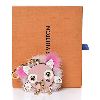 Louis Vuitton Calfskin Mink Fur Wild Puppet Bag Charm Key Holder Rose 4 of 4