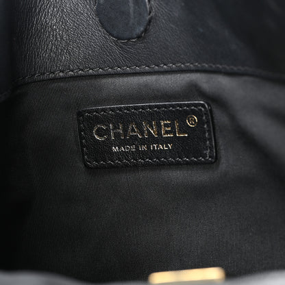 Chanel Calfskin Quilted Fringe Small Shopping Bag Black 5 of 9