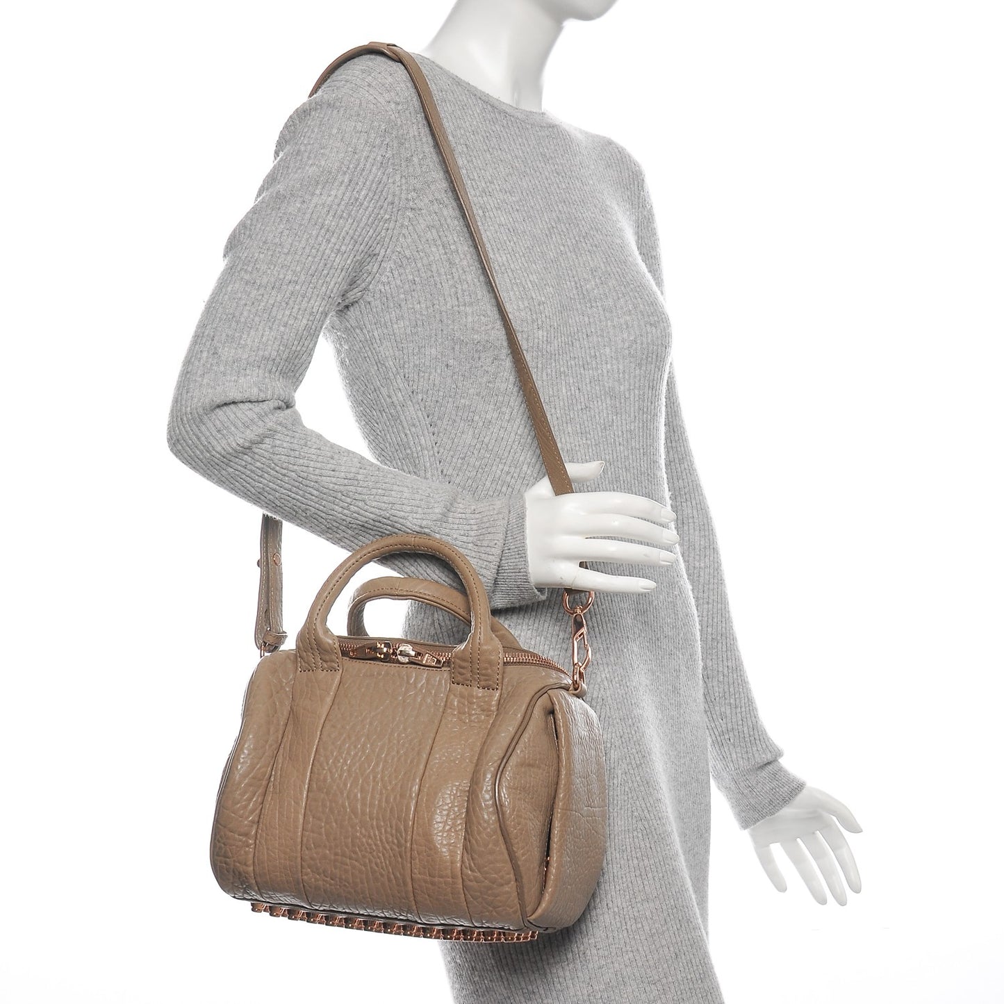 Pebbled Lambskin Rockie Latte Rose Gold Hardware