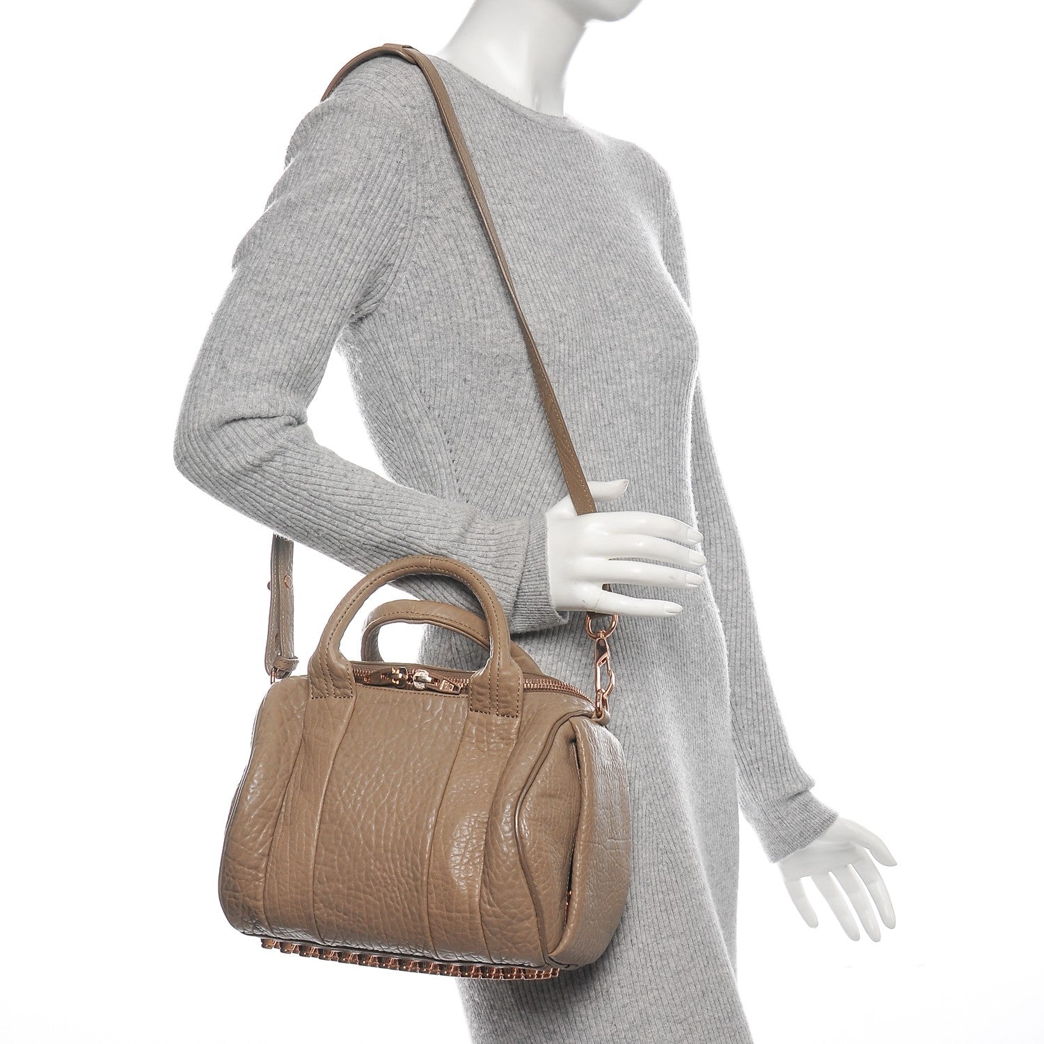 Alexander Wang Pebbled Lambskin Rockie Latte Rose Gold Hardware 9 of 16