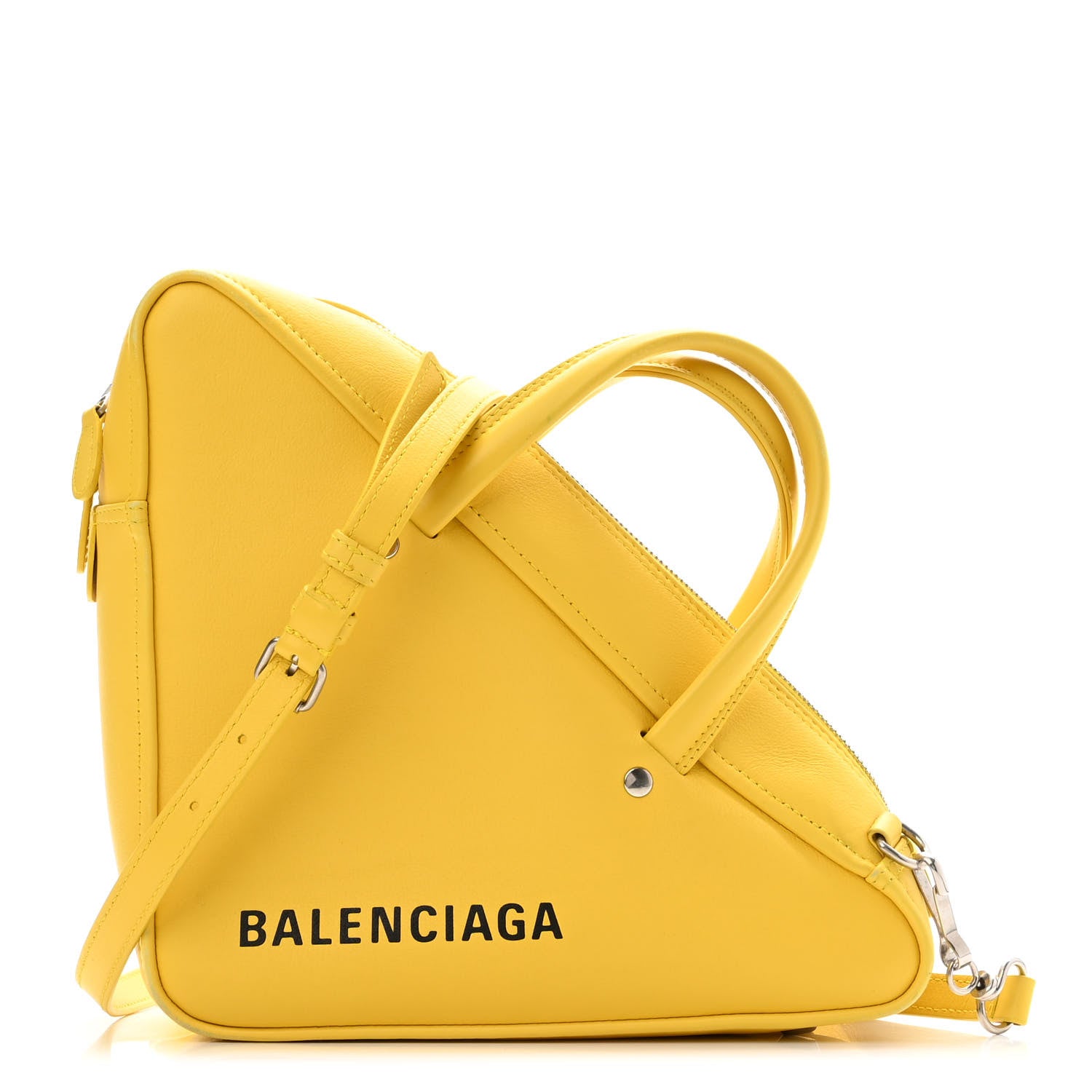 Balenciaga Shiny Day Calfskin Logo S Triangle Duffle Jaune Black 1 of 10