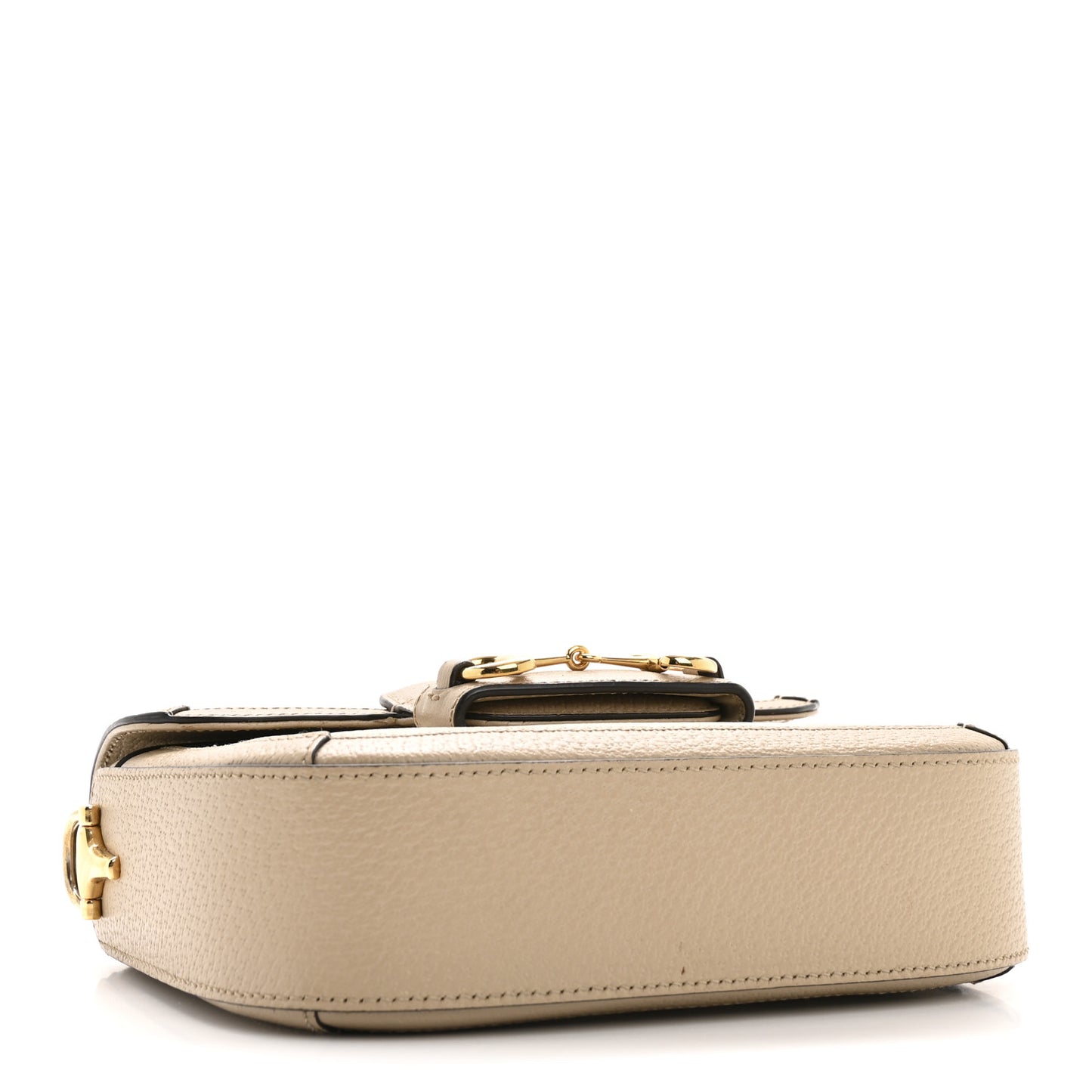 GG Supreme Monogram Textured Dollar Calfskin Web Mini Horsebit 1955 Shoulder Bag Beige Mystic White Oatmeal