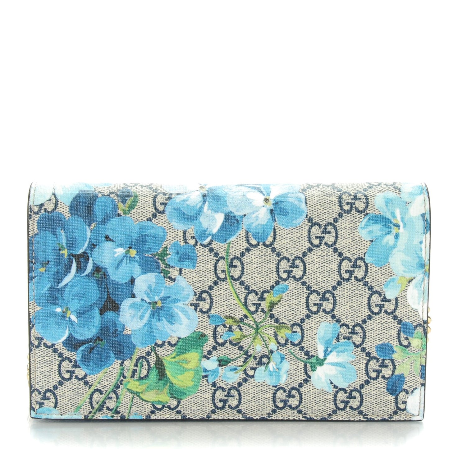 GG Supreme Monogram Blooms Chain Wallet Blue