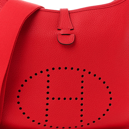 Hermes Taurillon Clemence Evelyne III PM Rouge De Coeur 8 of 10