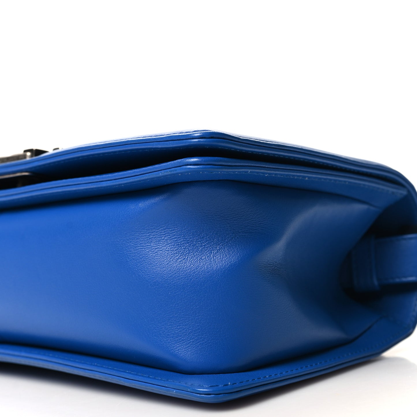 Calfskin Chevron Quilted Medium Boy Flap Bright Blue