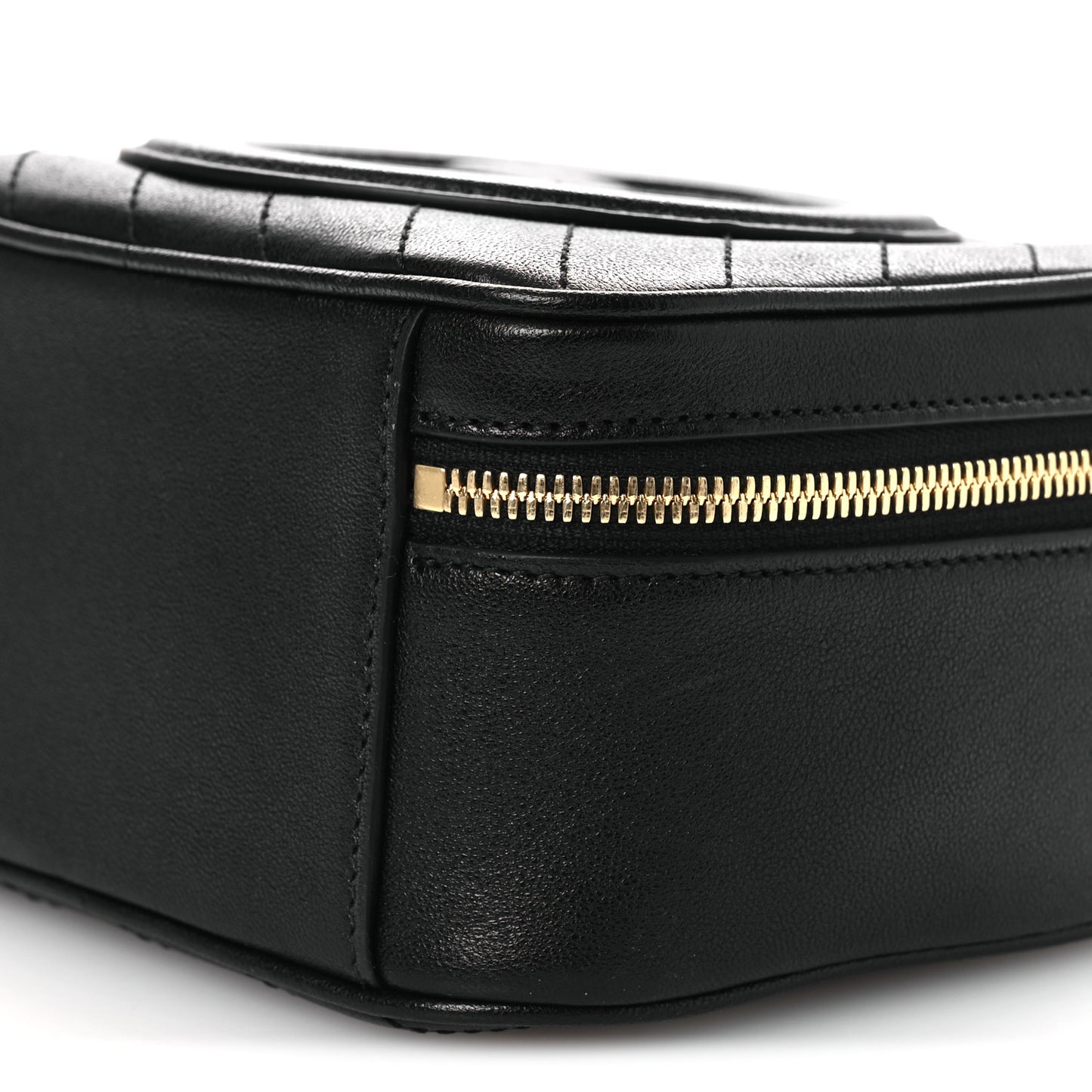 Sakai Be Green Calfskin Diagonal Stitched Blondie Top Handle Bag Black