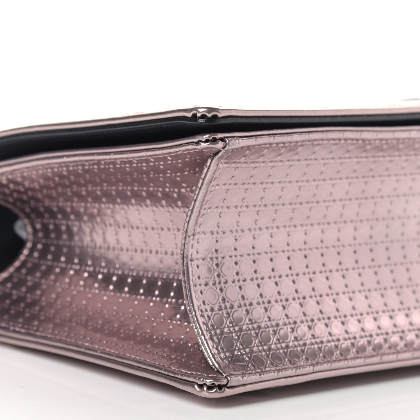 Metallic Patent Micro-Cannage Medium Diorama Flap Bag Pink