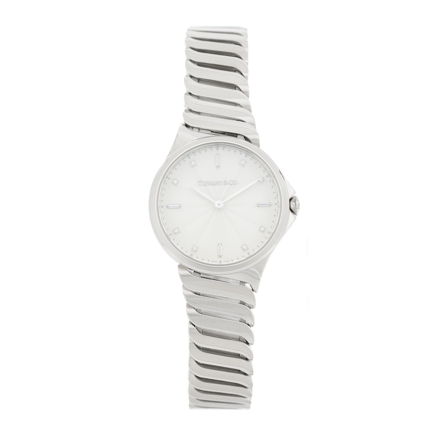 Tiffany Stainless Steel Diamond 28mm Metro 2-Hand Quartz Watch 1 of 5