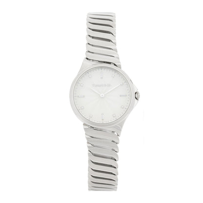 Tiffany Stainless Steel Diamond 28mm Metro 2-Hand Quartz Watch 1 of 5