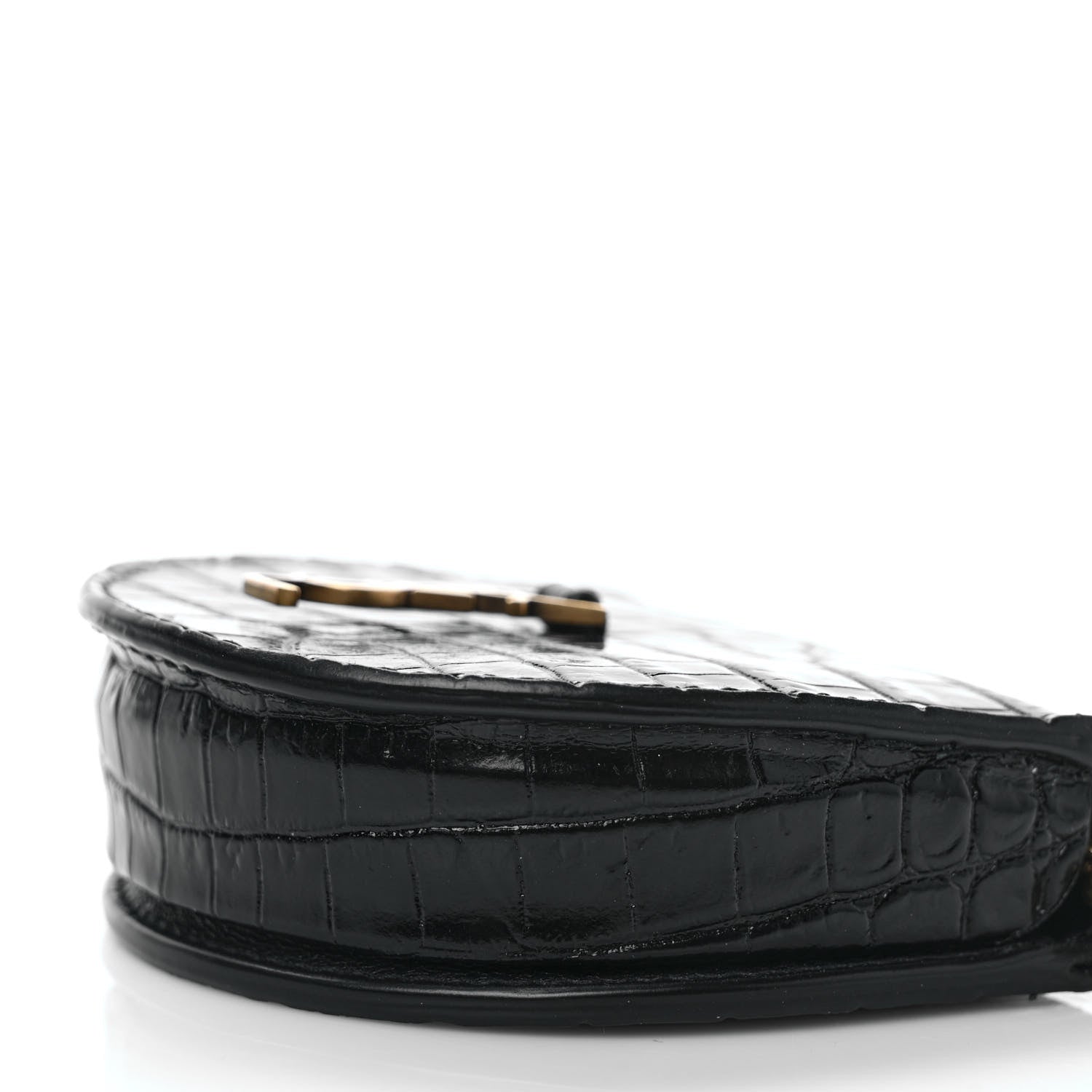 Saint Laurent Patent Crocodile Embossed Monogram Baby Kaia Crossbody Bag Black 8 of 8
