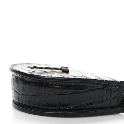 Saint Laurent Patent Crocodile Embossed Monogram Baby Kaia Crossbody Bag Black 8 of 8