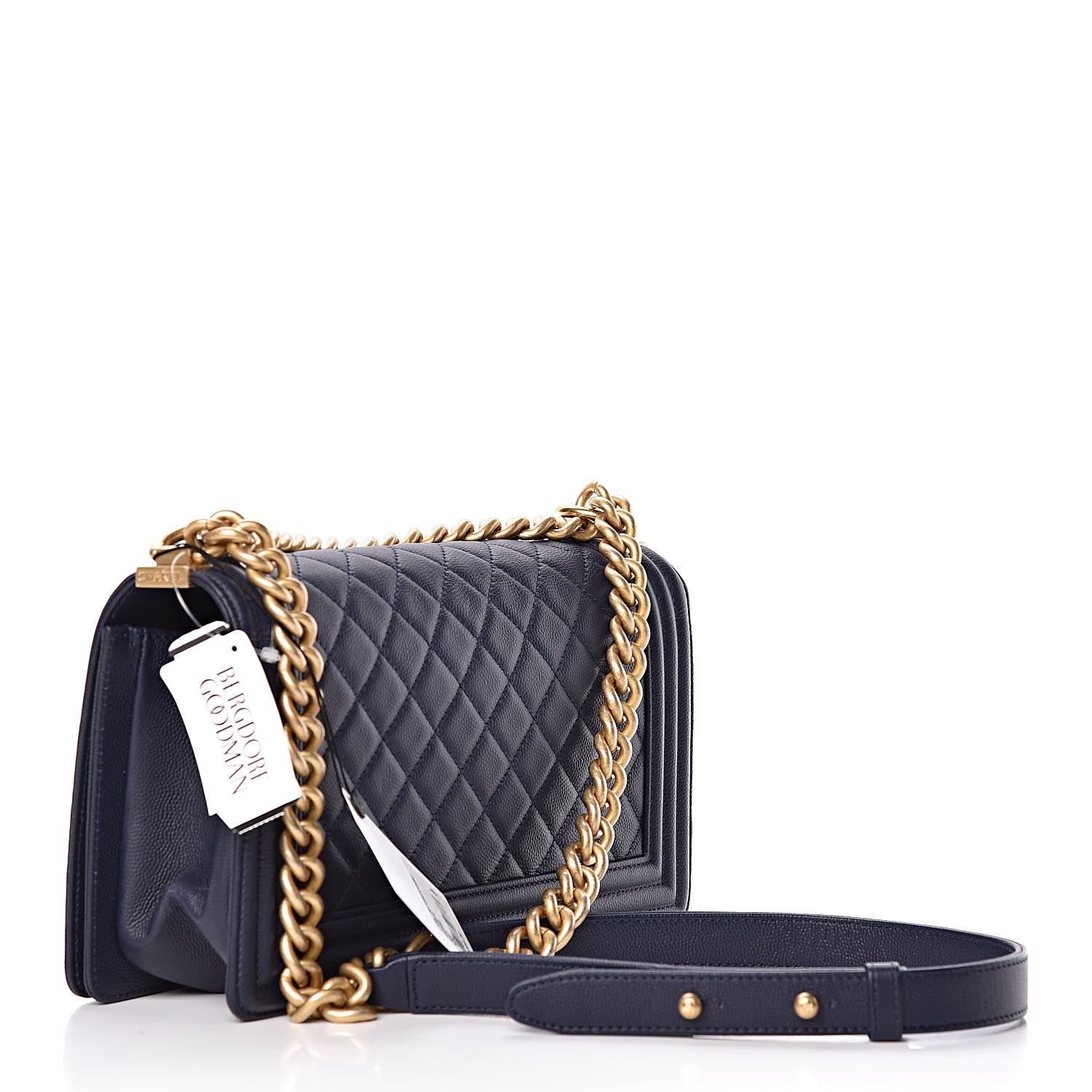 Chanel Caviar Quilted Medium Boy Flap Navy 3 of 11