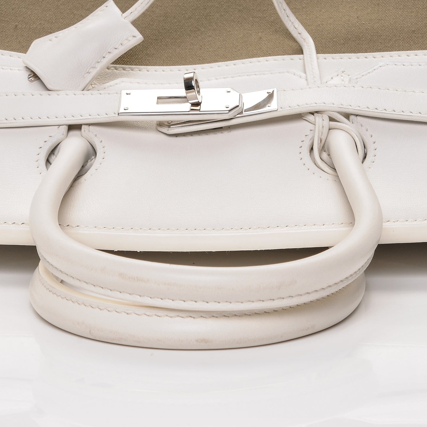 Swift Toile Birkin 35 Blanc Vert Miliatire