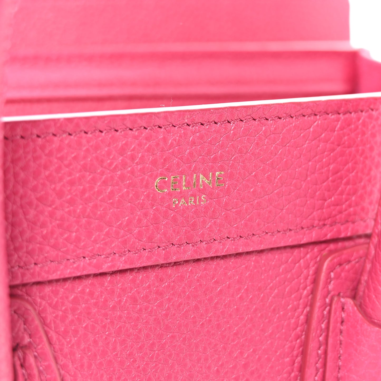 Drummed Calfskin Nano Luggage Fuchsia