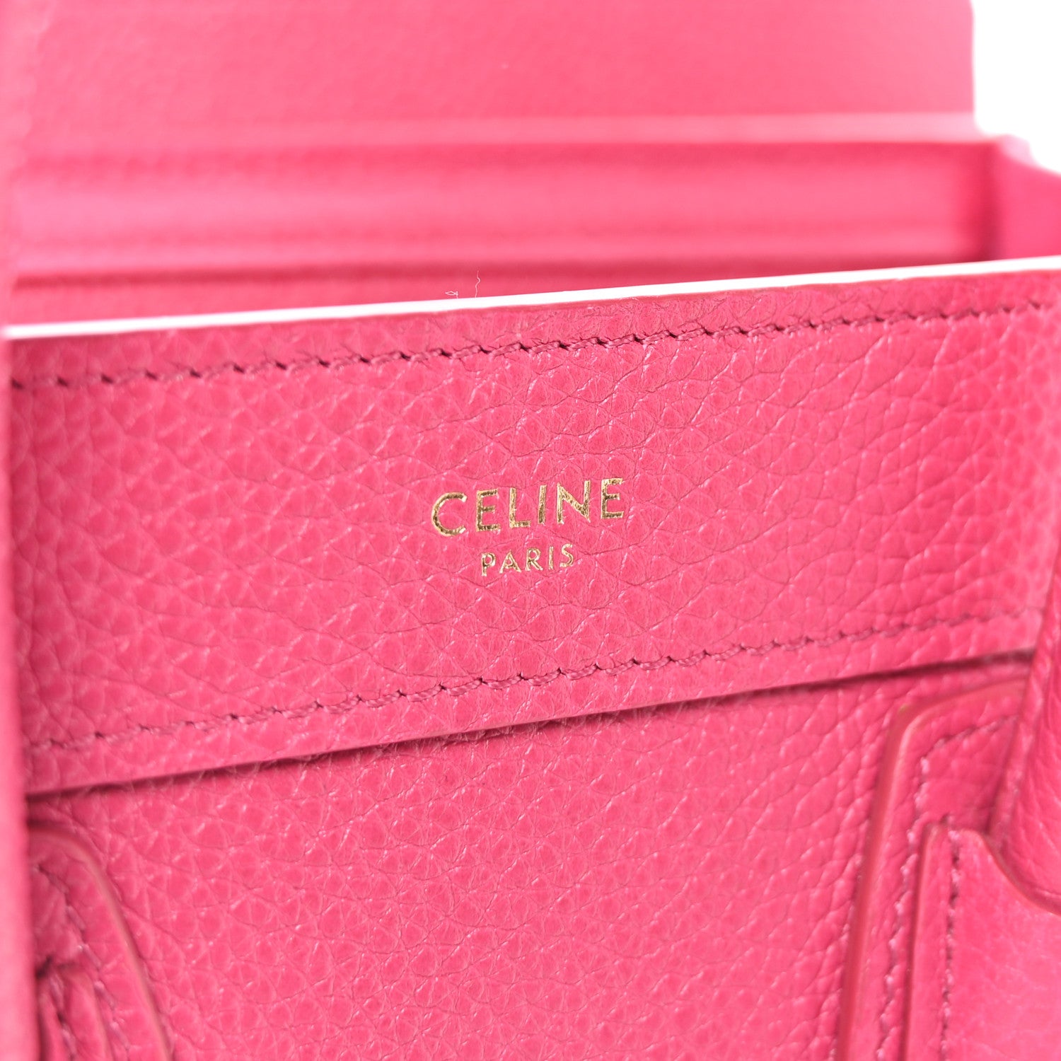 Celine Drummed Calfskin Nano Luggage Fuchsia 6 of 10